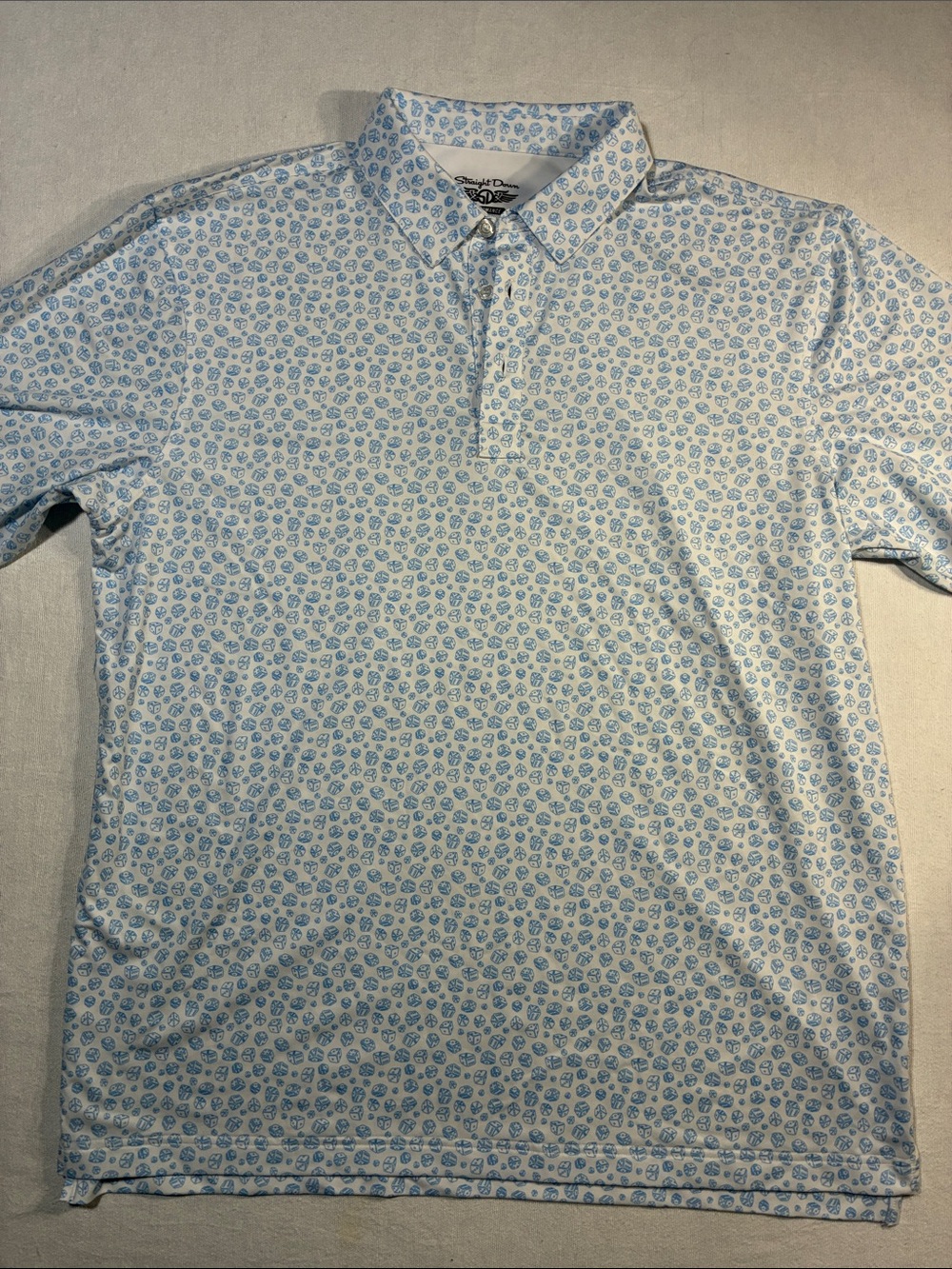 Light Blue Floral-Print Men's Polo Shirt